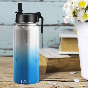Blue Ombre Translucent 32oz Wide Mouth Water Bottle
