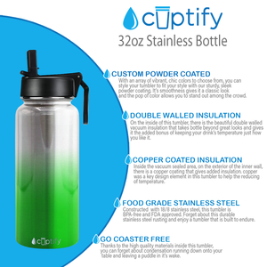 Green Ombre Translucent 32oz Wide Mouth Water Bottle