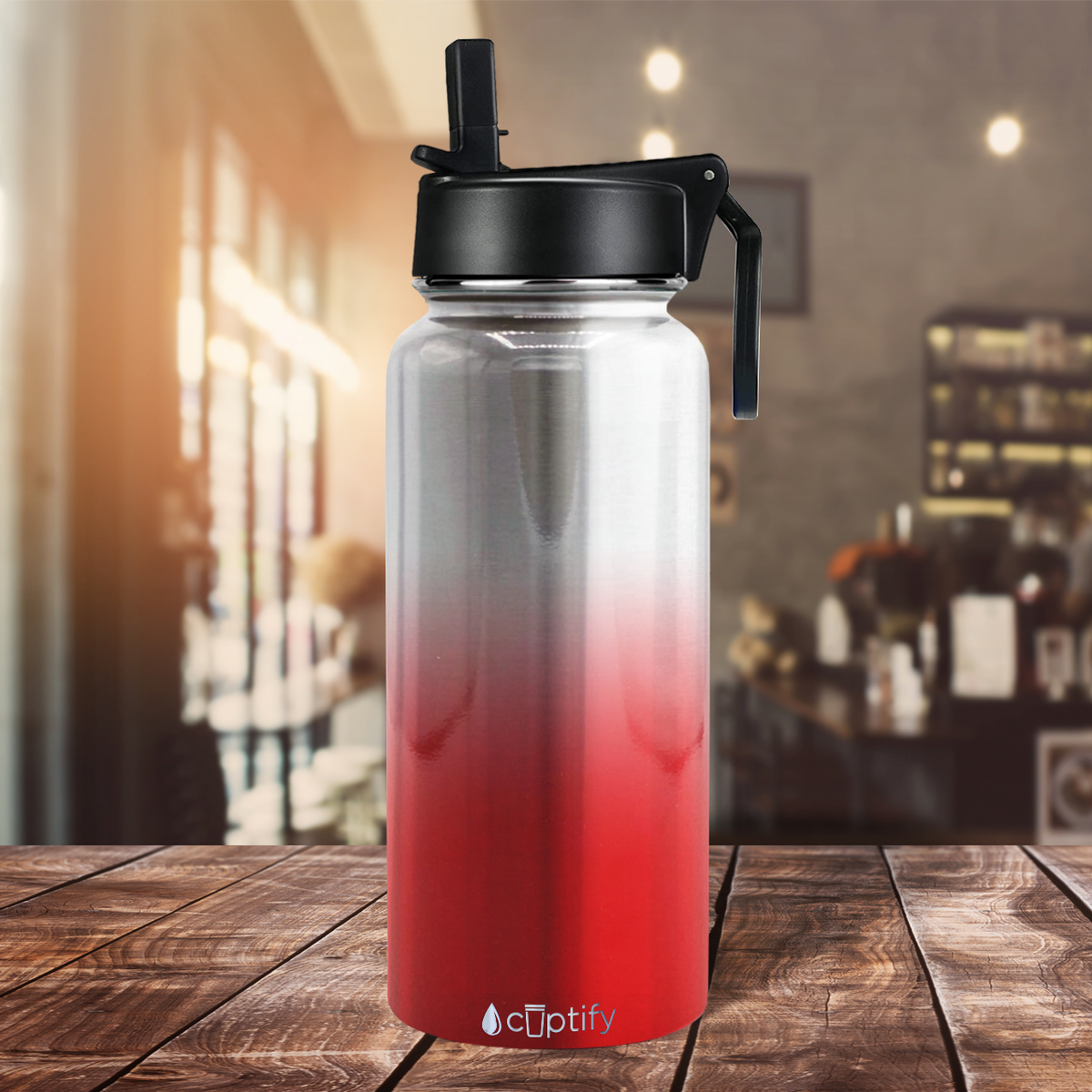 Red Ombre Translucent 32oz Wide Mouth Water Bottle