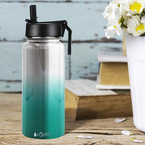 Teal Ombre Translucent 32oz Wide Mouth Water Bottle