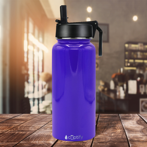 32oz Purple Gloss Wide Mouth Water Bottle With Straw Lid