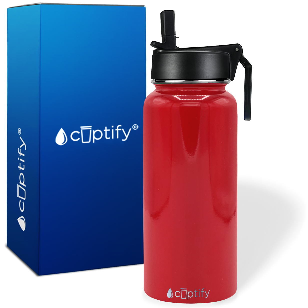Red Gloss 32oz Wide Mouth Water Bottle