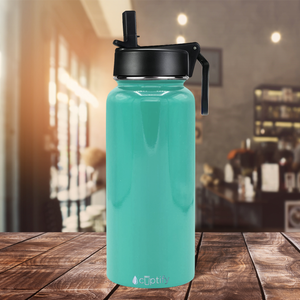 32oz Seafoam Gloss Wide Mouth Water Bottle With Straw Lid