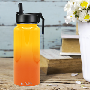 32oz Sunrise Ombre Wide Mouth Water Bottle With Straw Lid