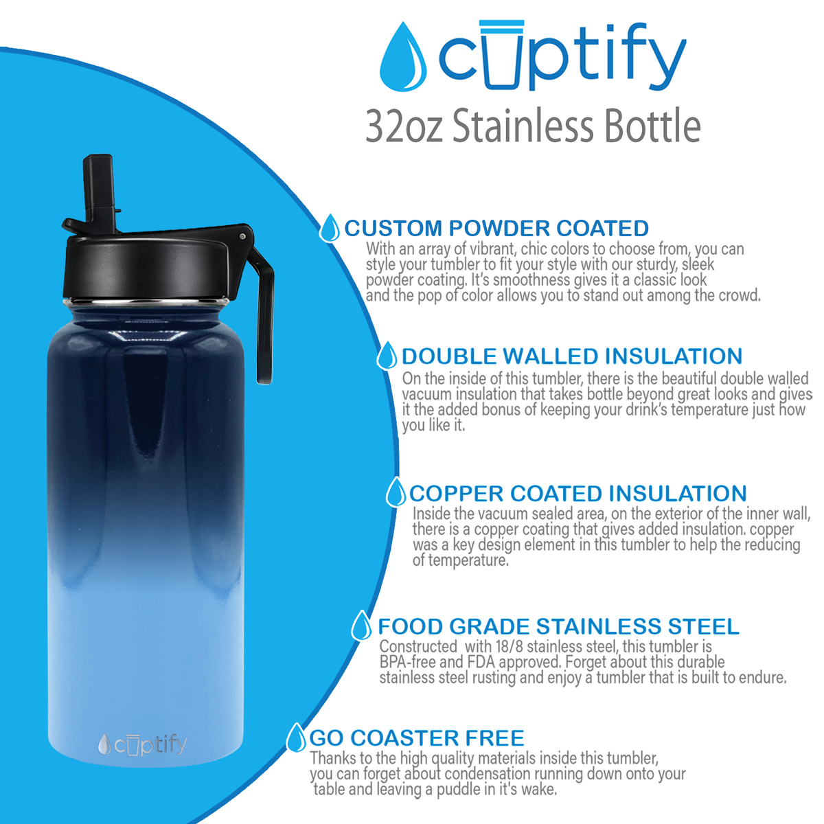 Tennessee Ombre 32oz Wide Mouth Water Bottle