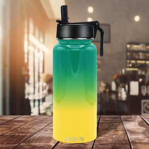 32oz Tropical Ombre Wide Mouth Water Bottle With Straw Lid
