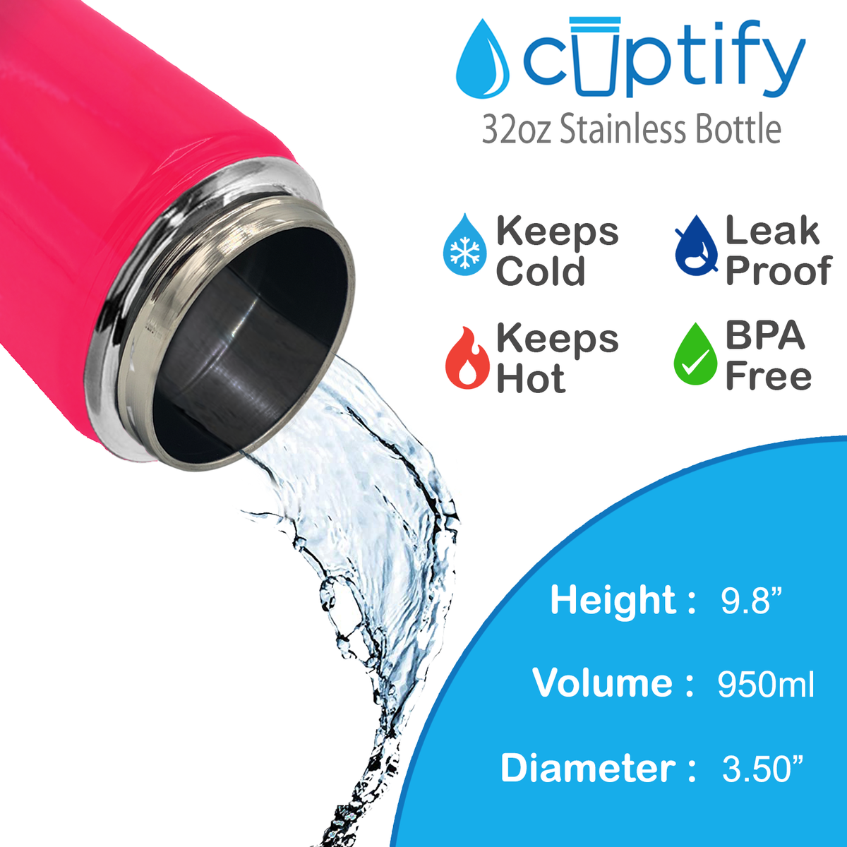 Watermelon Ombre 32oz Wide Mouth Water Bottle