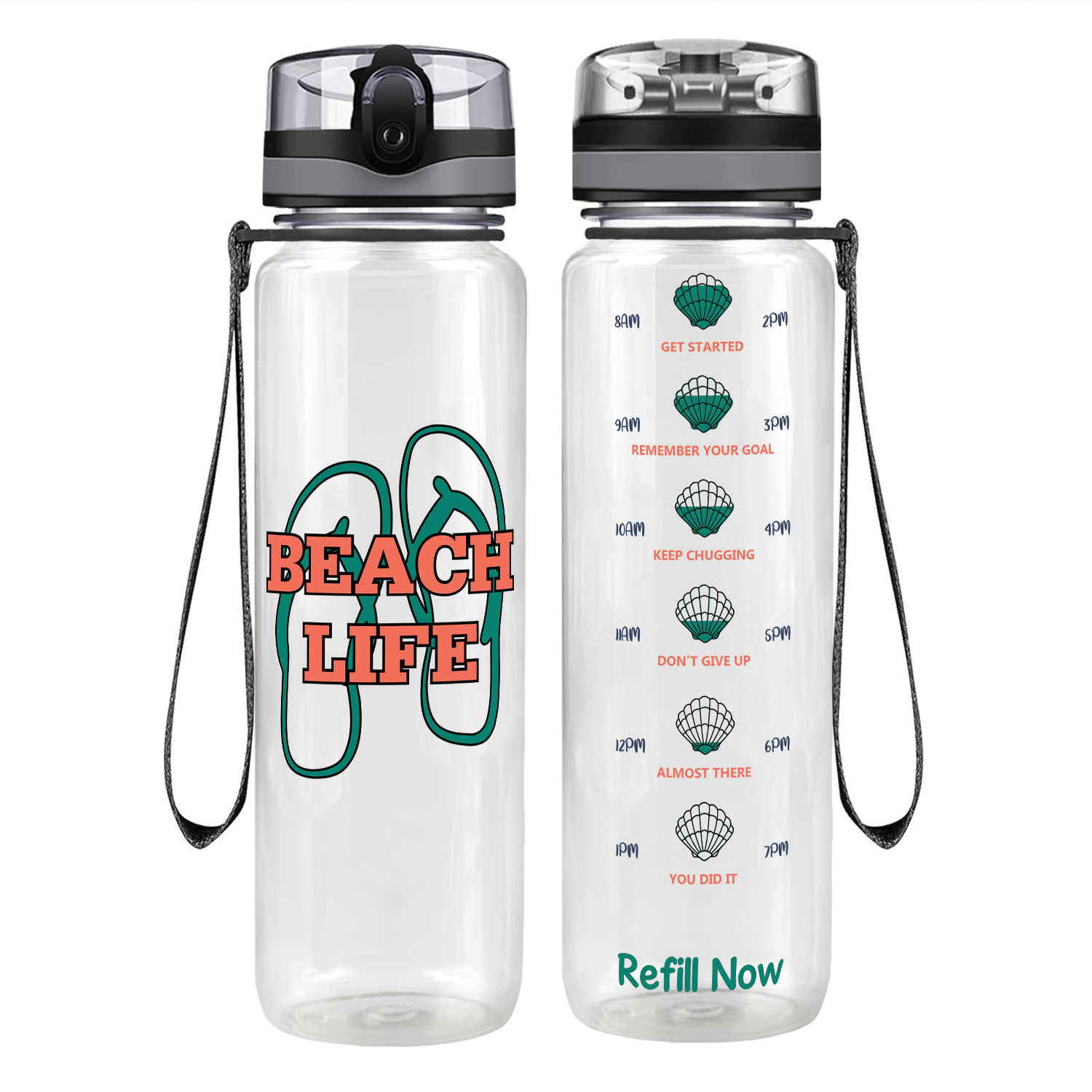 The Beach Life Sandals Motivational Tracking Water Bottle