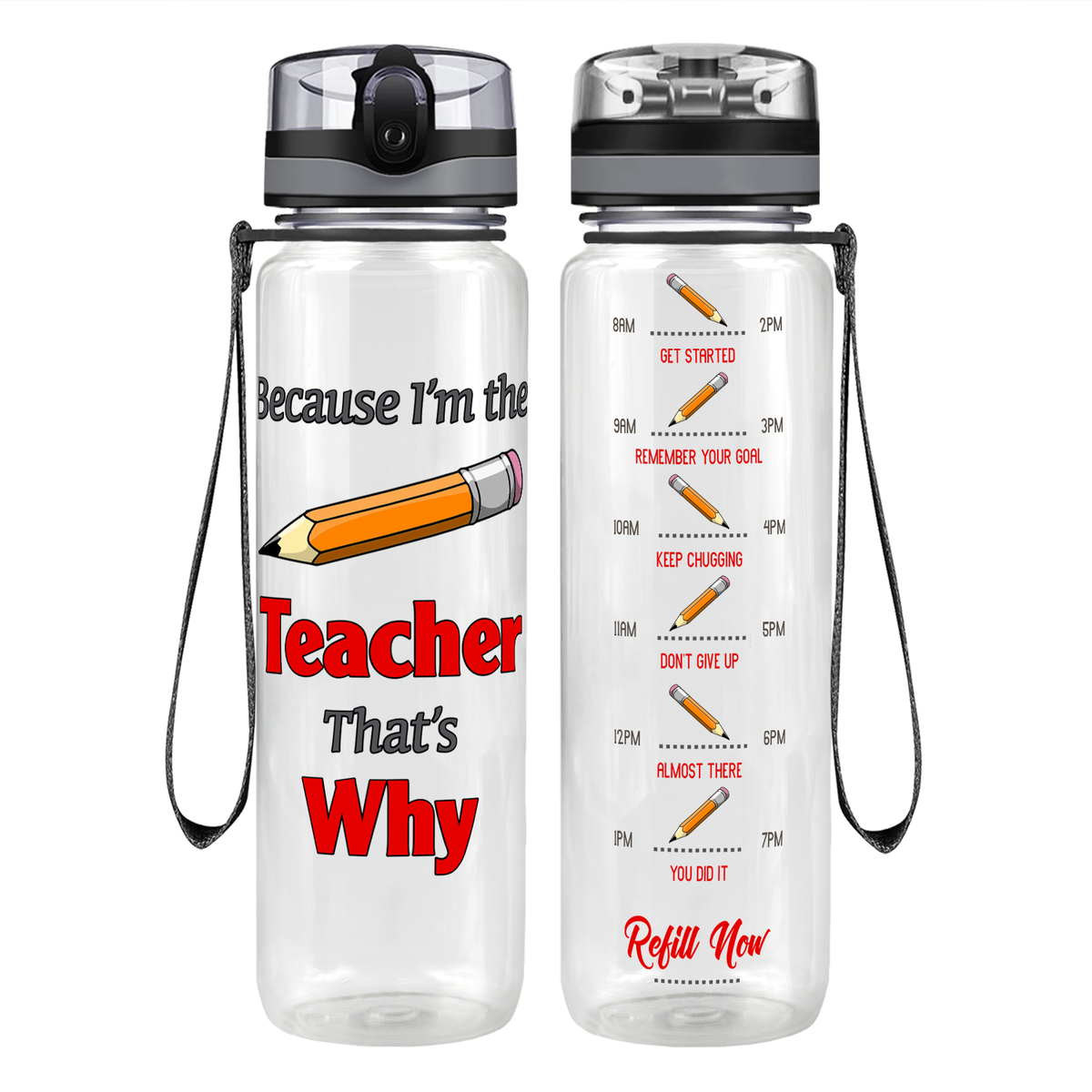 Because Im The Teacher Motivational Tracking Water Bottle