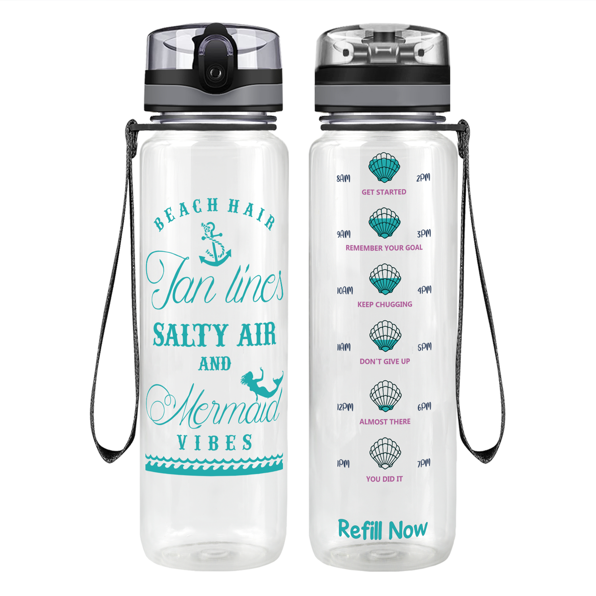 Beach Hair Tan Lines Motivational Tracking Water Bottle