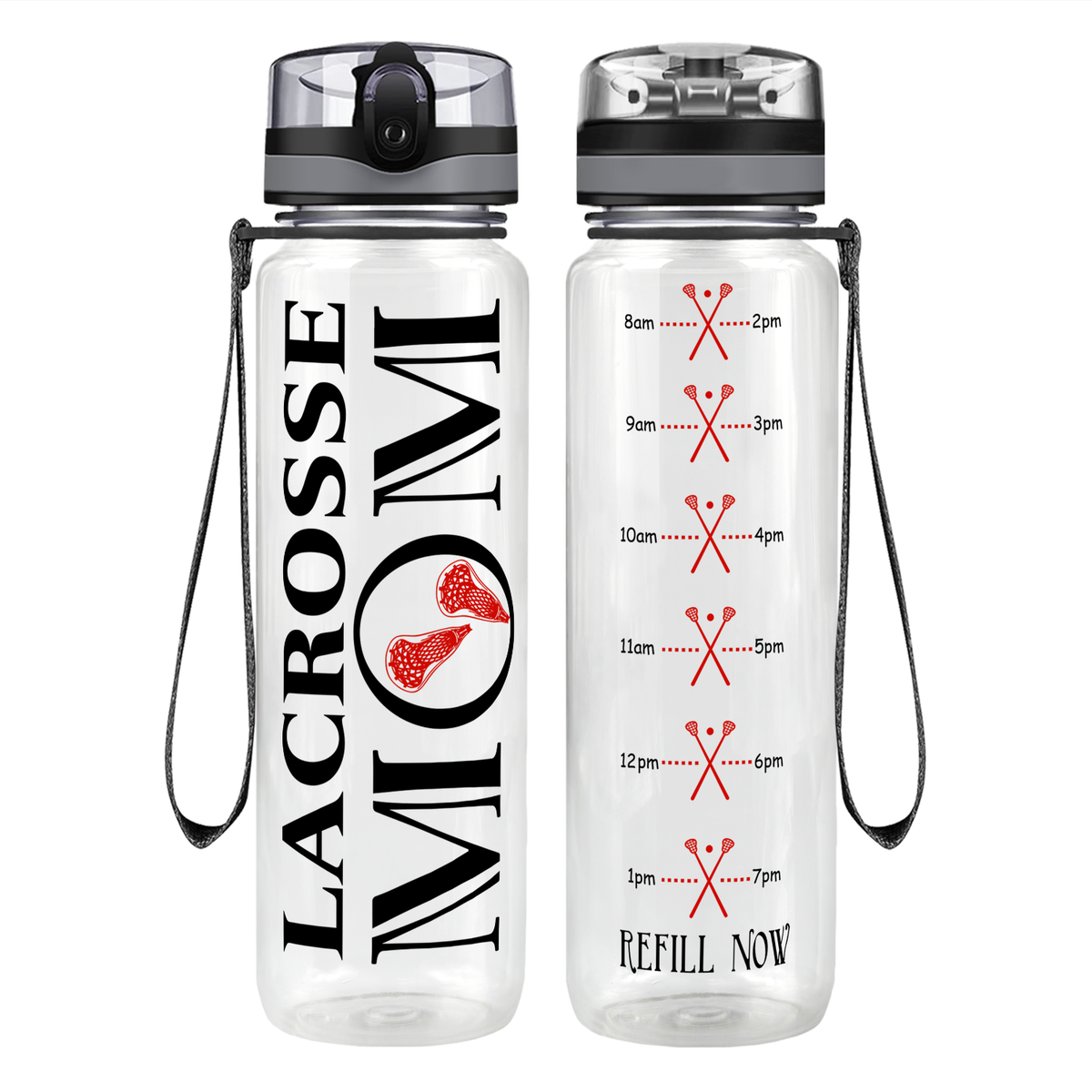 Lacrosse Mom on 32 oz Motivational Tracking Water Bottle