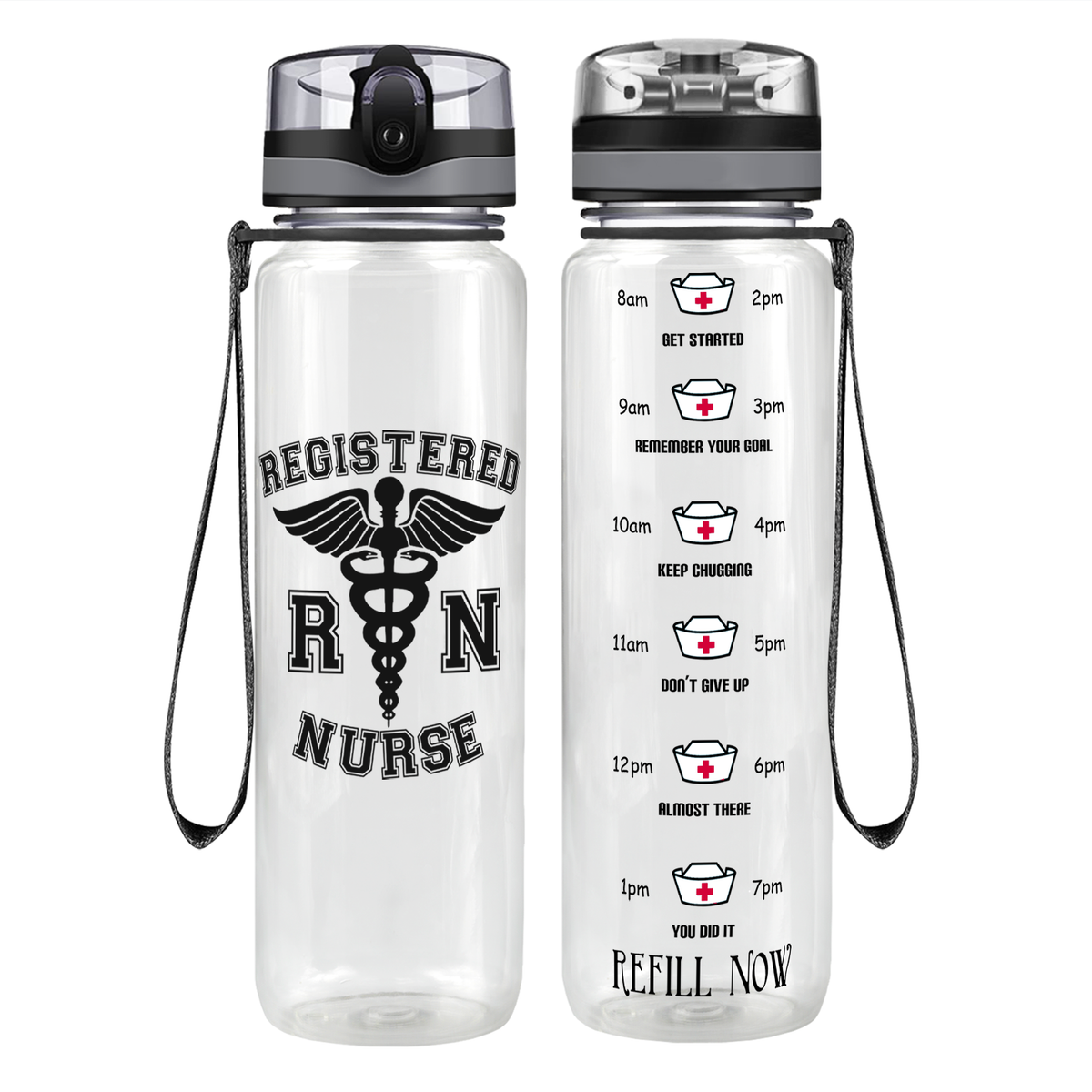 RN Nurse on 32oz Motivational Tracking Water Bottle
