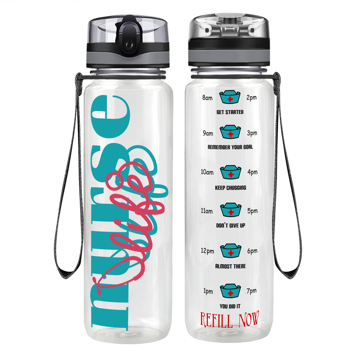 Nurse Life on 32oz Motivational Tracking Water Bottle