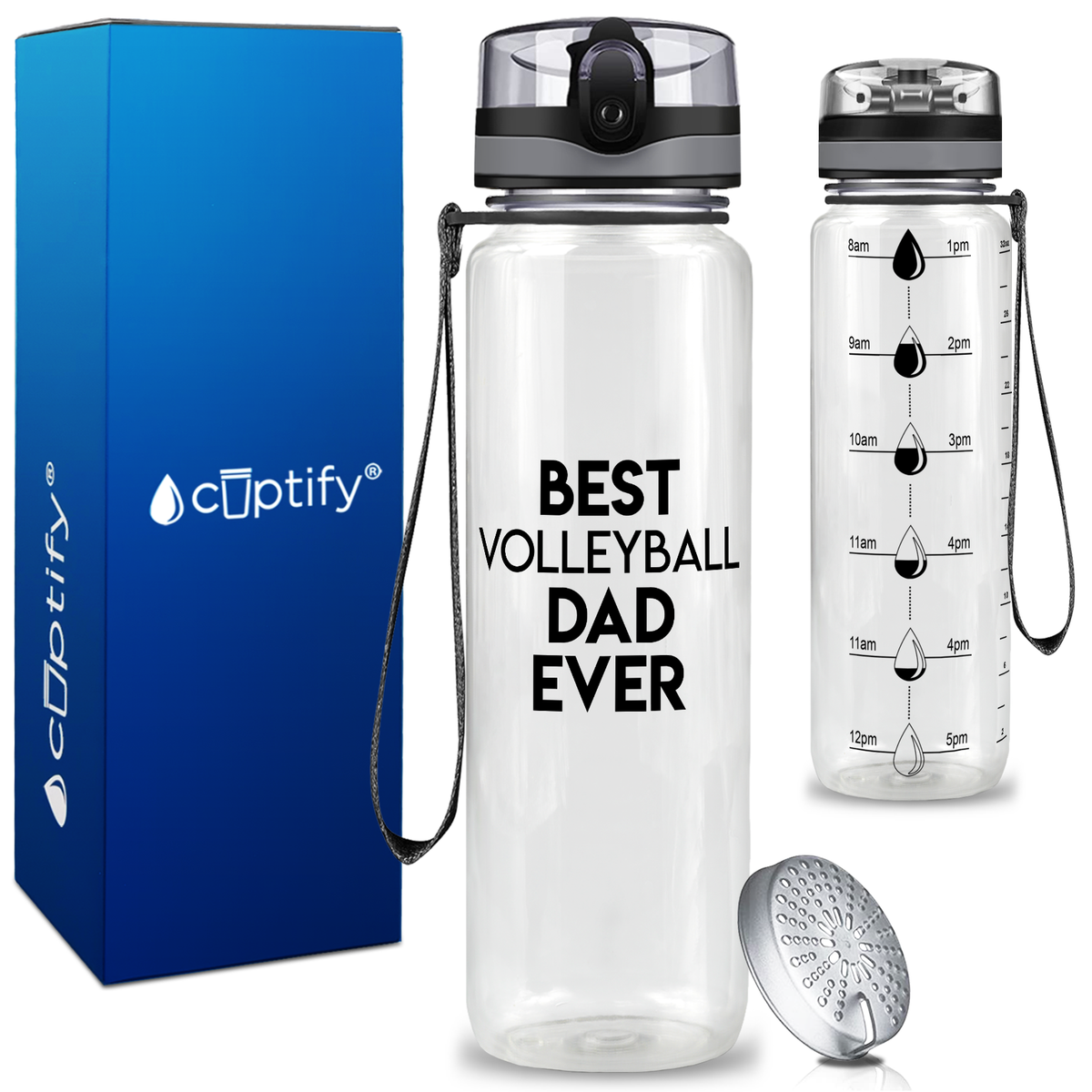 Best Volleyball Dad Ever on 32 oz Motivational Tracking Water Bottle