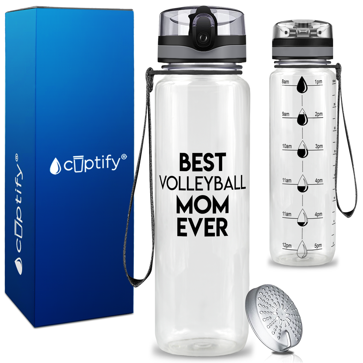 Best Volleyball Mom Ever on 32 oz Motivational Tracking Water Bottle