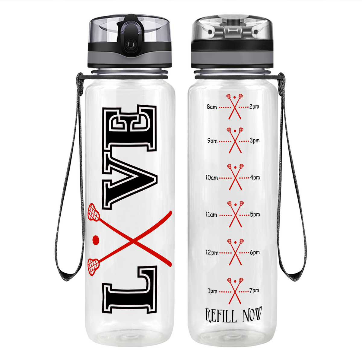 Lacrosse Love on 32 oz Motivational Tracking Water Bottle