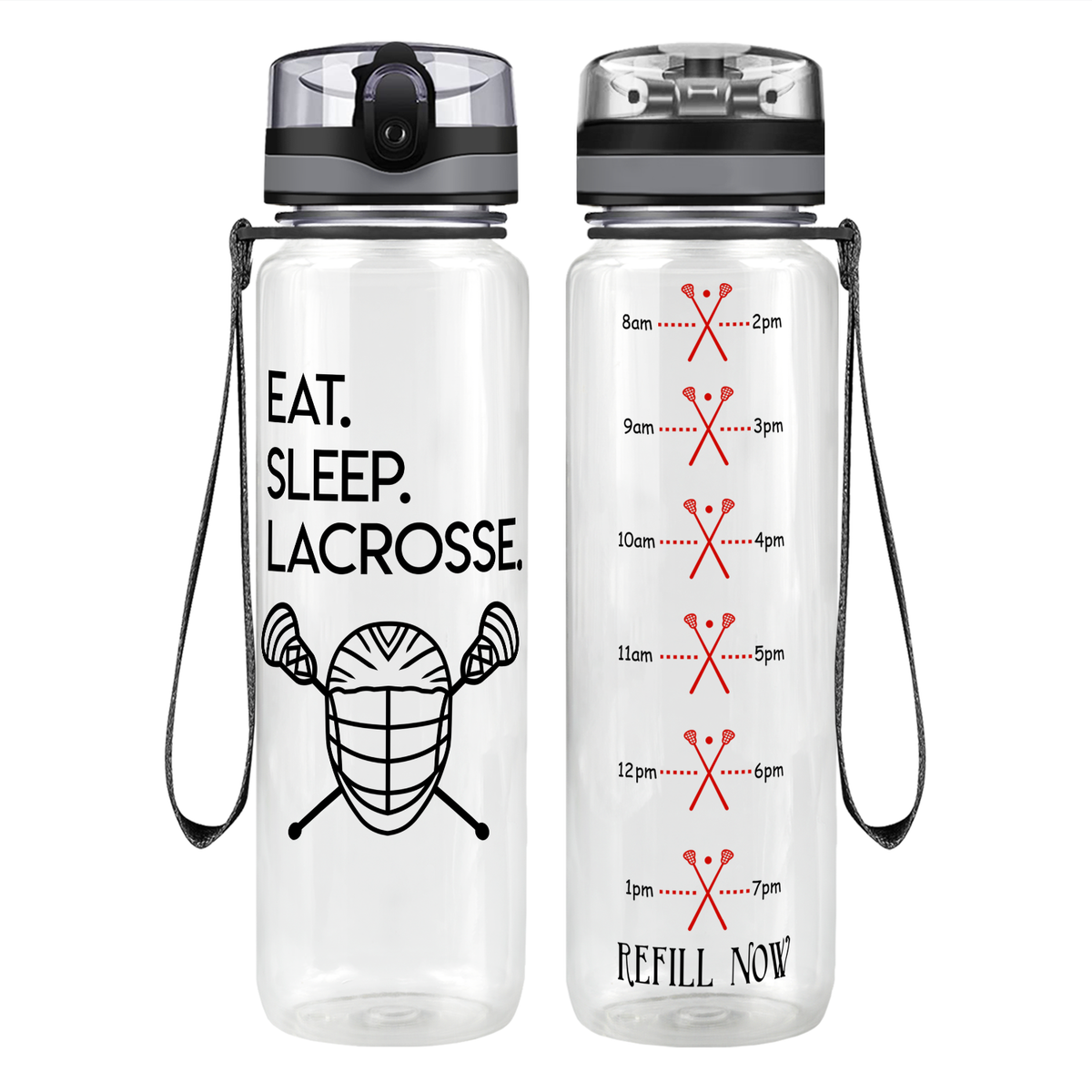 Eat Sleep Lacrosse on 32 oz Motivational Tracking Water Bottle
