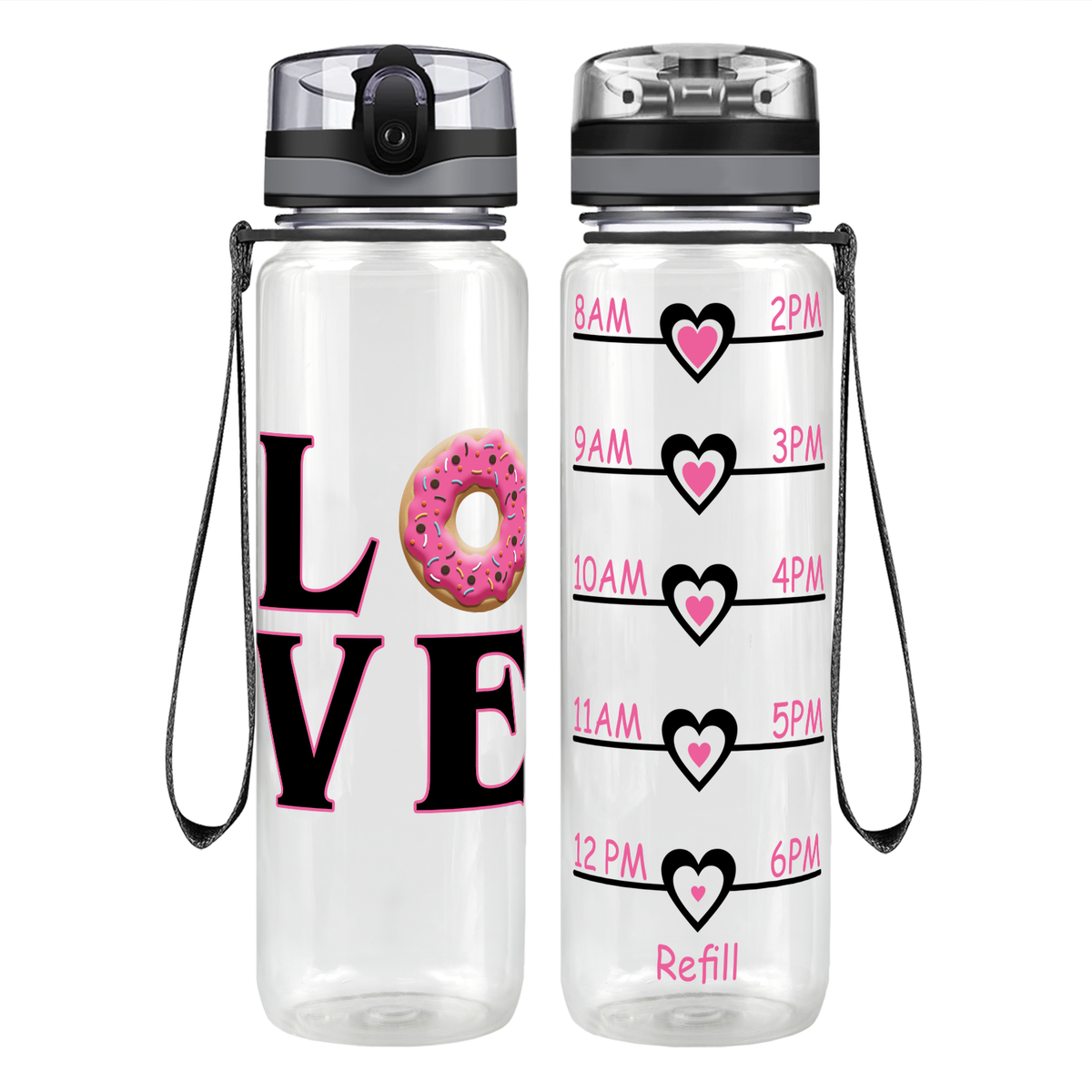 Donut Love Motivational Tracking Water Bottle