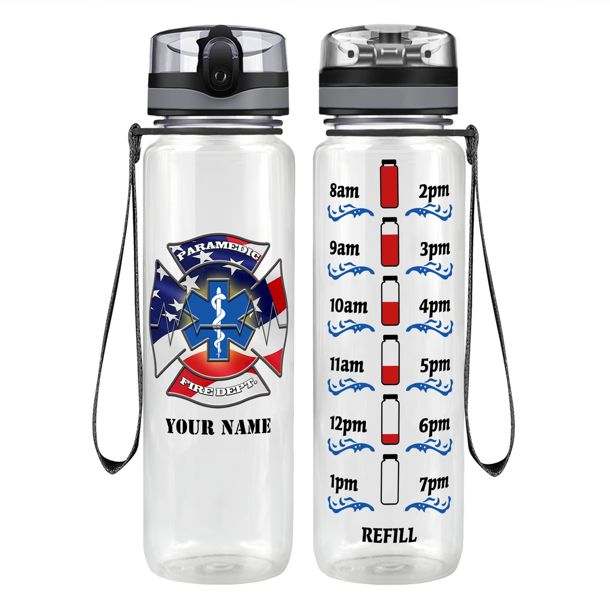 Personalized American Paramedic Motivational Tracking Water Bottle