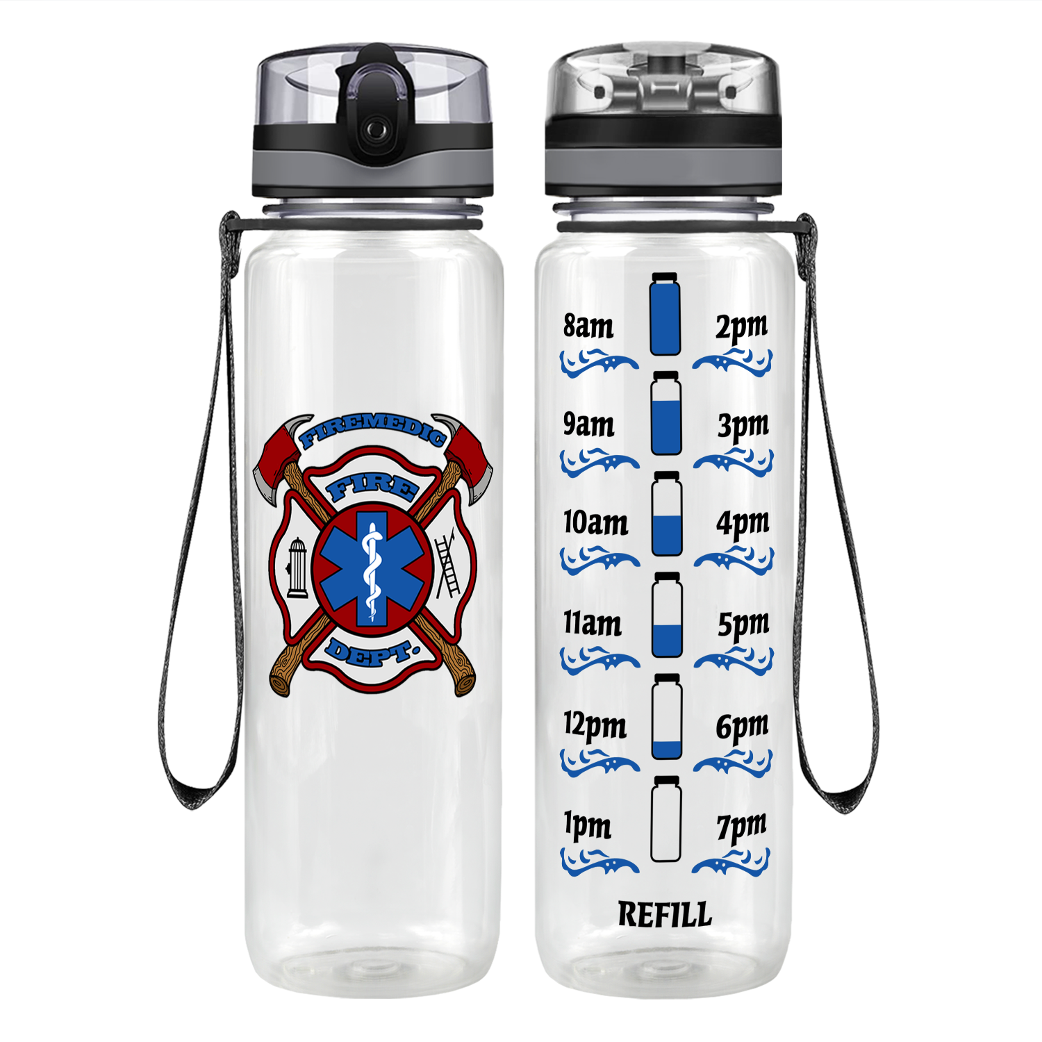 Firemedic Fire Department Badge Motivational Tracking Water Bottle
