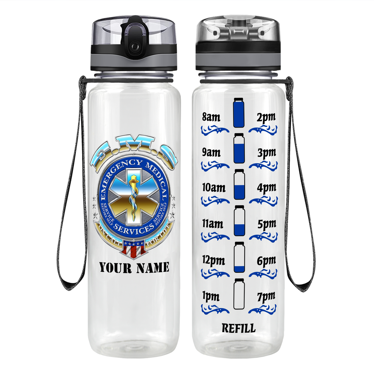 Personalized Emergency Medical Services Motivational Tracking Water Bottle
