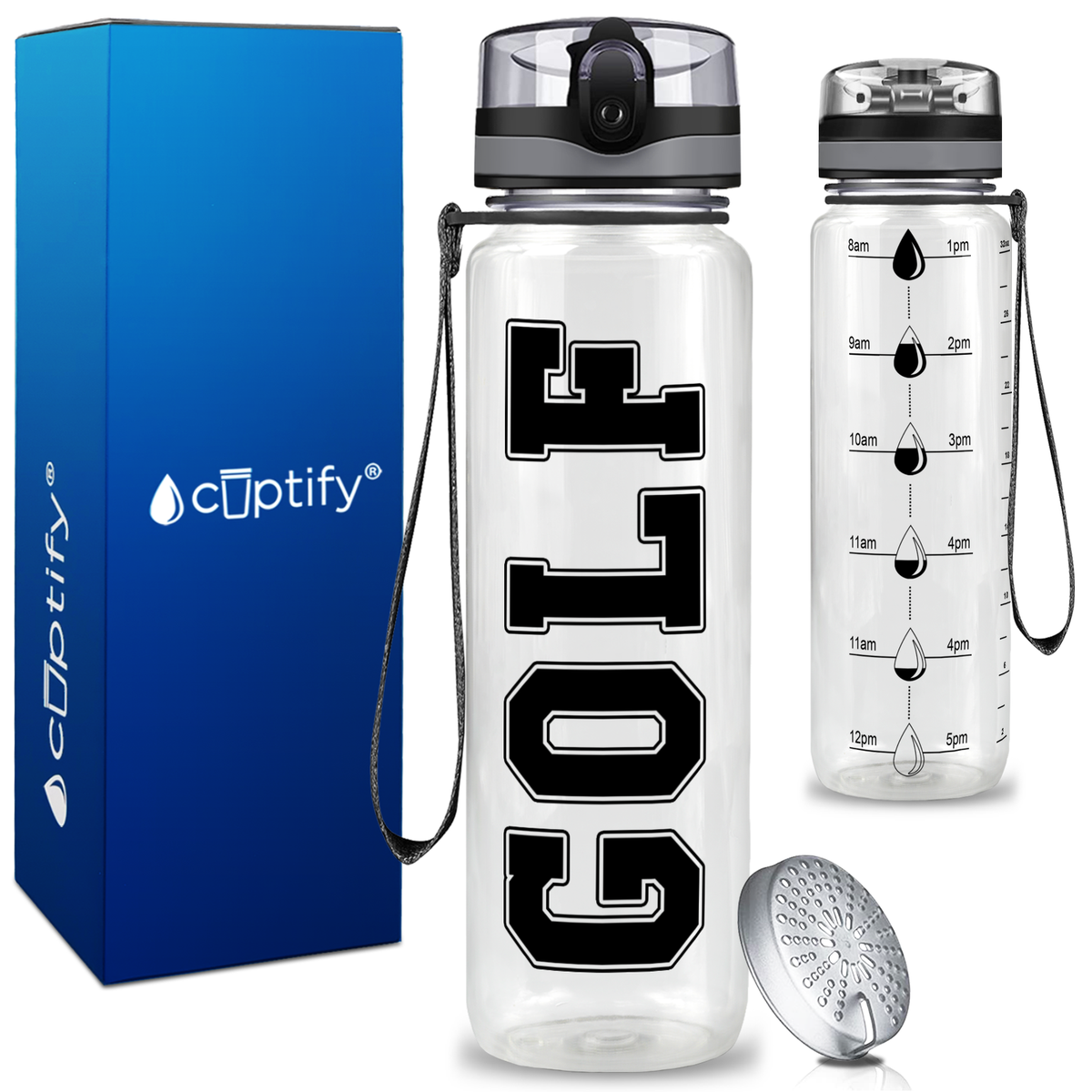 Golf on 32 oz Motivational Tracking Water Bottle