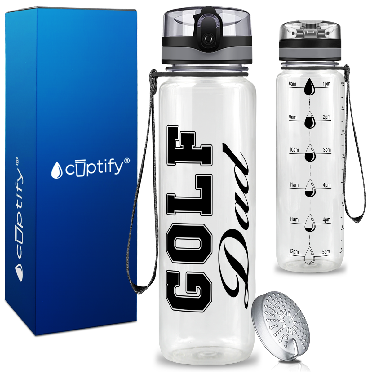 Golf Dad on 32 oz Motivational Tracking Water Bottle