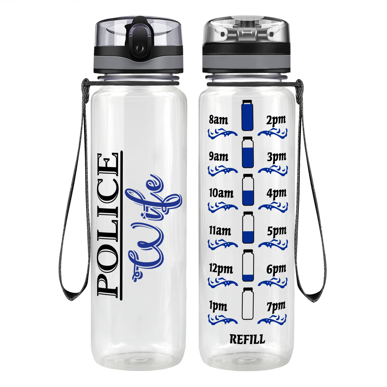 Police Wife Motivational Tracking Water Bottle