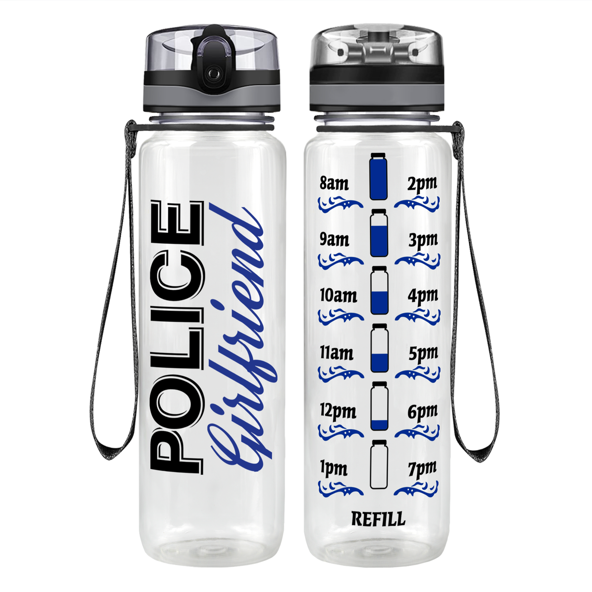 Police Girlfriend Blue Motivational Tracking Water Bottle