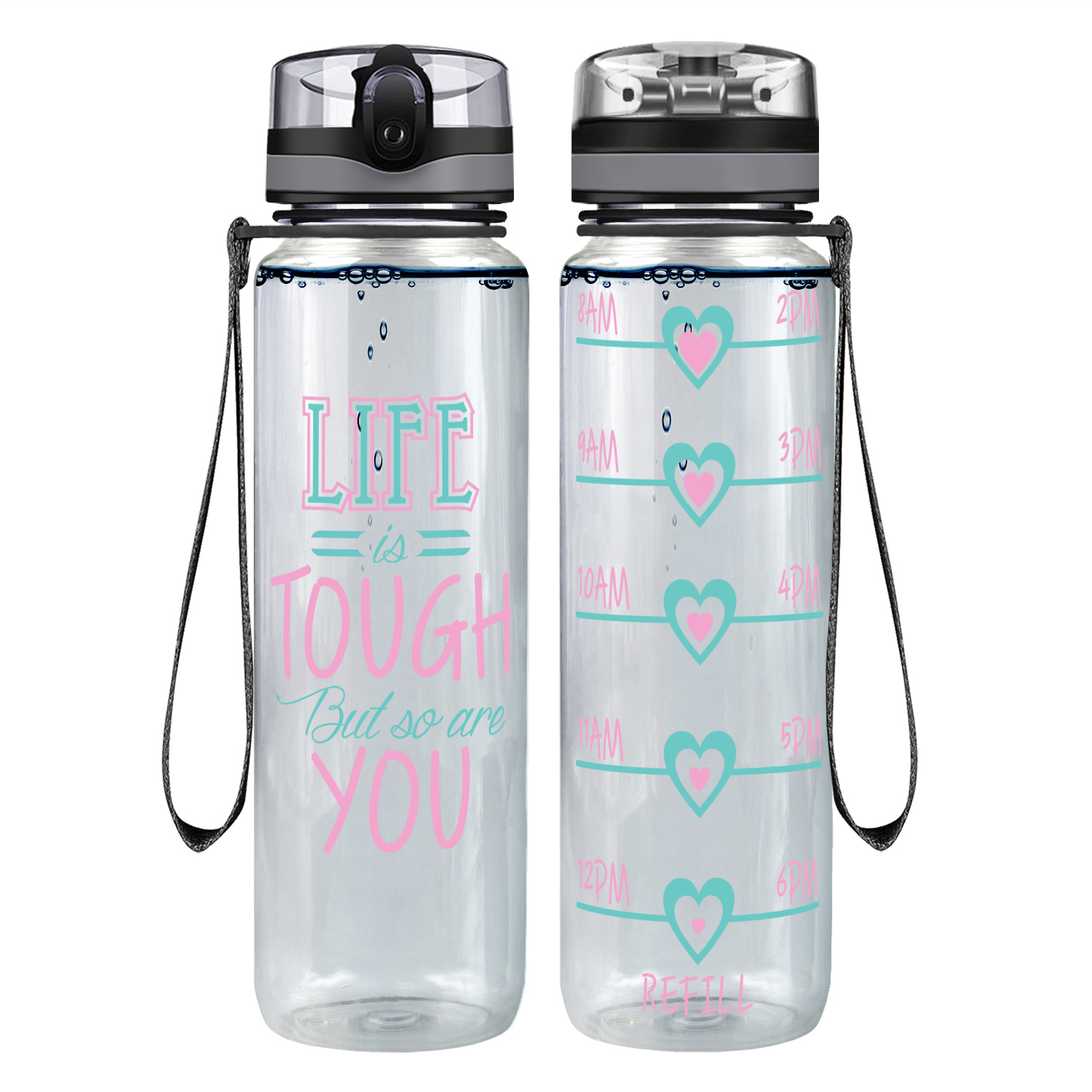 Thin Blue Line Sunflower on 32 oz Motivational Tracking Water Bottle -  Cuptify