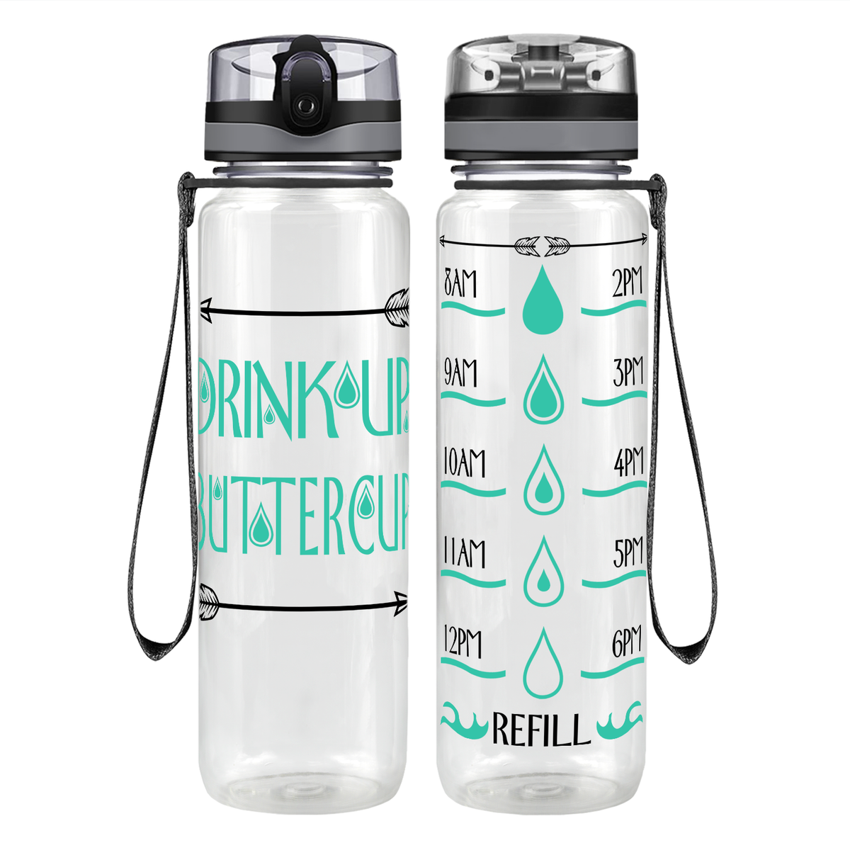 Buttercup Drink Up on 32 oz Motivational Tracking Water Bottle