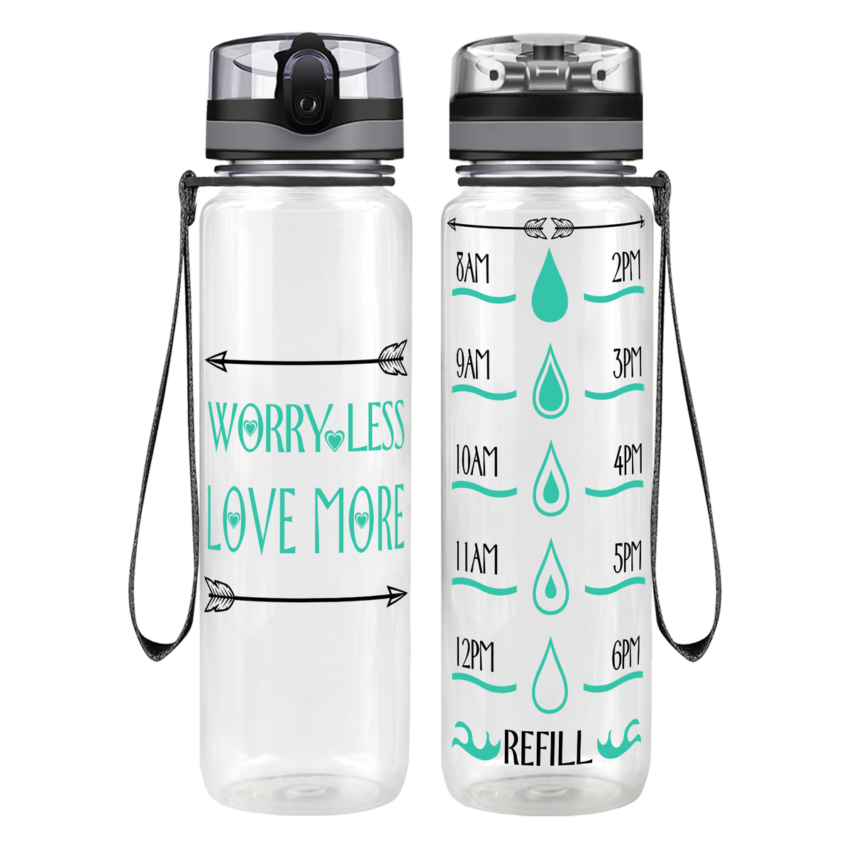 Love More Arrows Motivational Tracking Water Bottle