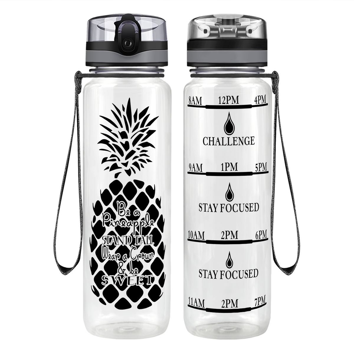 Pineapple Stand Tall on 32 oz Motivational Tracking Water Bottle