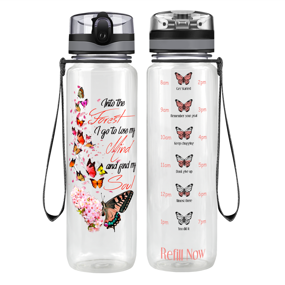 Into the Forest Butterfly Motivational Tracking Water Bottle