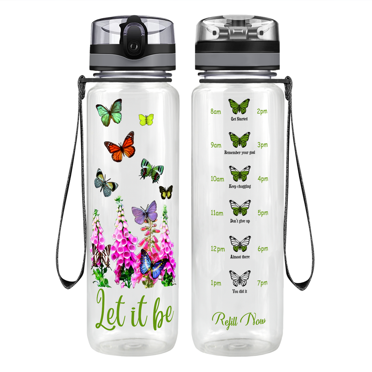 Butterfly Garden Let It Be Motivational Tracking Water Bottle