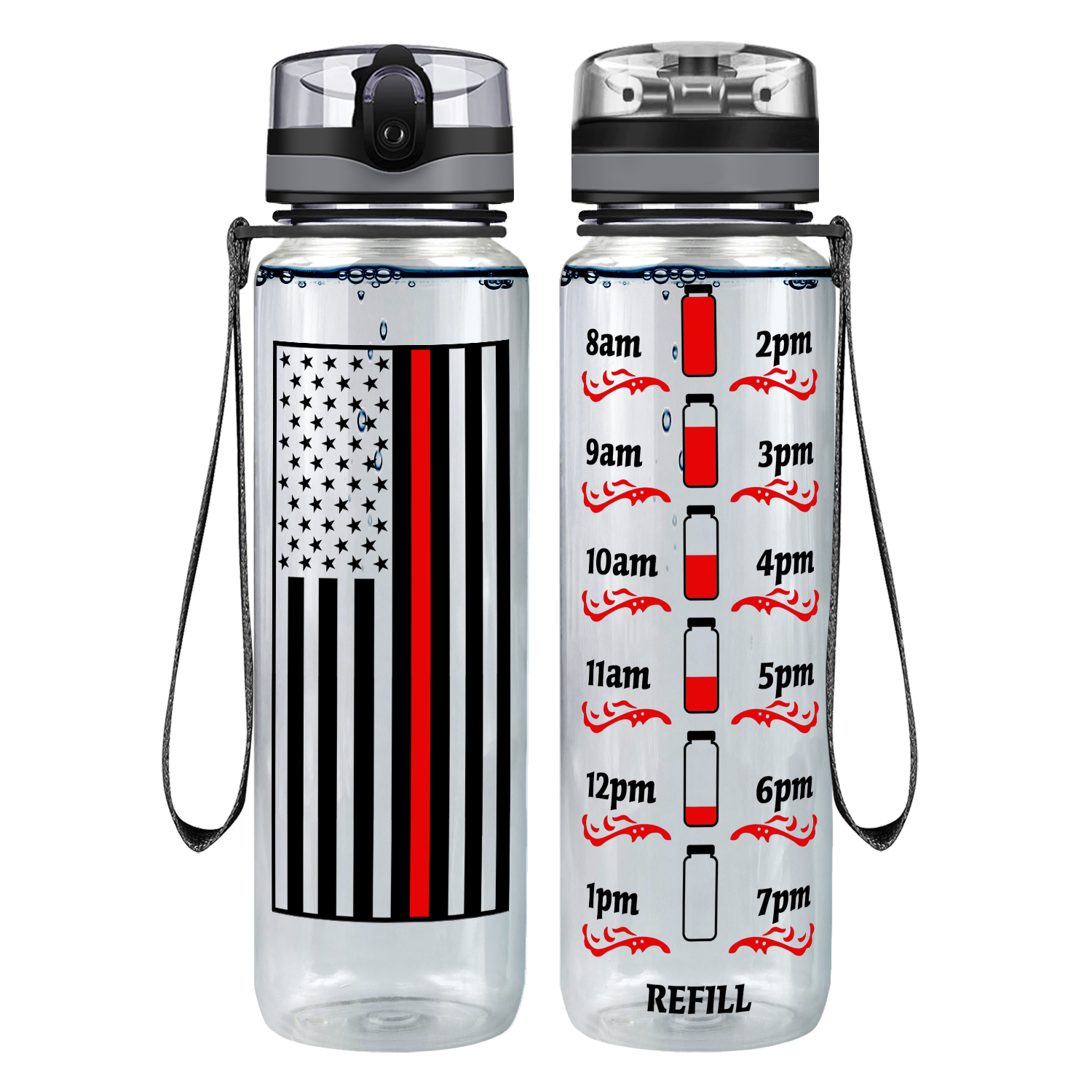 thin red line flag water bottle
