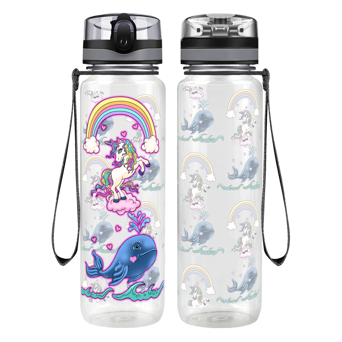Unicorn Narwhal Love Motivational Tracking Water Bottle
