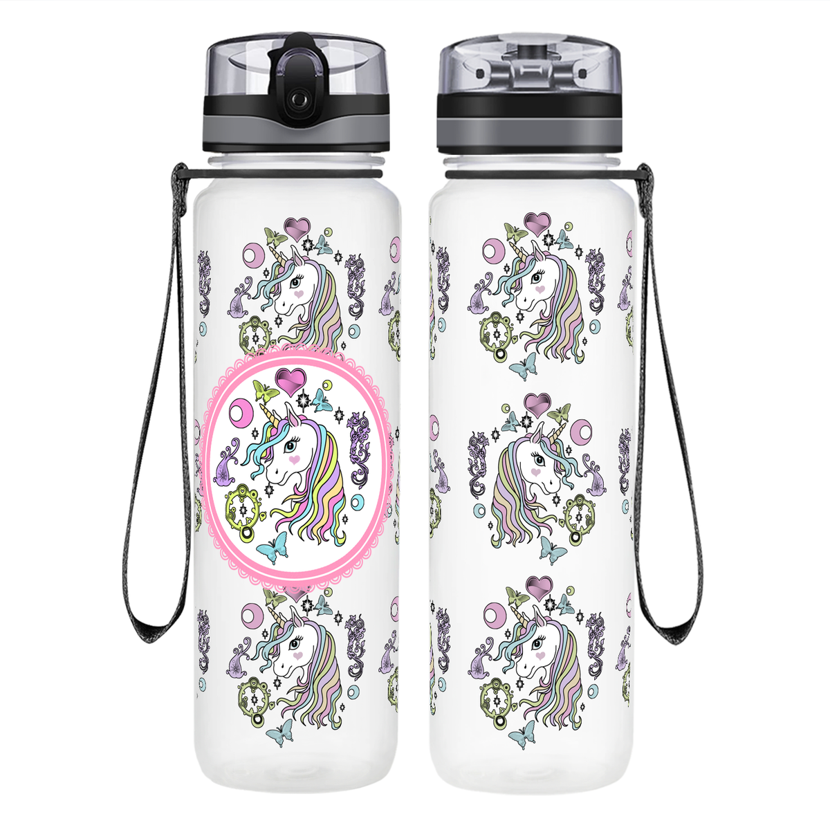 Pretty Unicorn Motivational Tracking Water Bottle