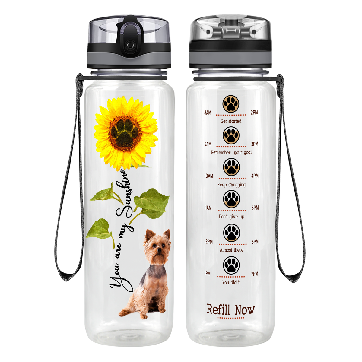 You are my Sunshine Yorkshire Terrier on 32 oz Motivational Tracking Water Bottle