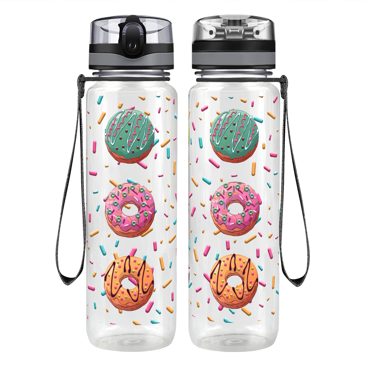 Frosted Donuts Motivational Tracking Water Bottle