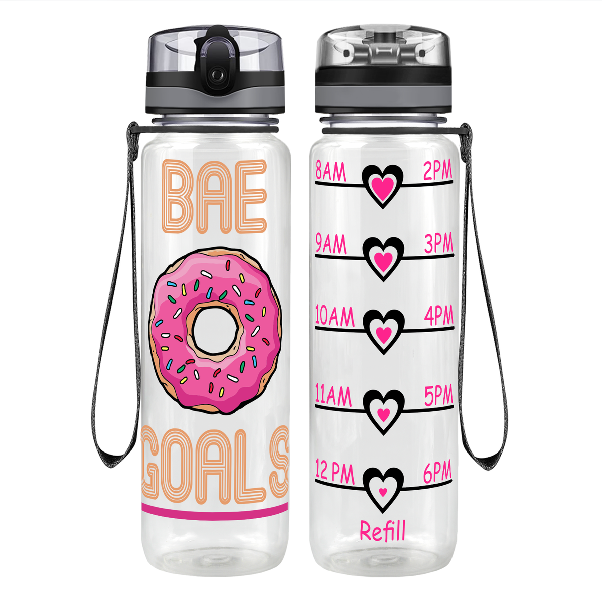Bae Goals Donuts Motivational Tracking Water Bottle