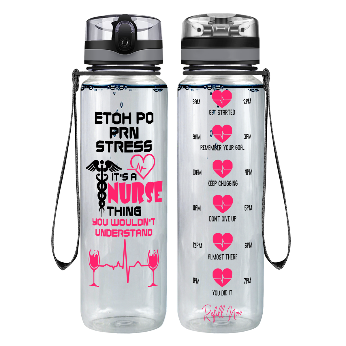 ETOH PO PRN Stress It’s a Nurse Thing on 32oz Motivational Tracking Water Bottle