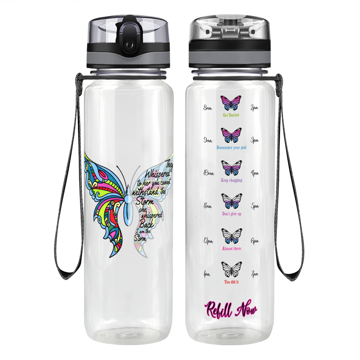 They Whispered to her Motivational Tracking Water Bottle