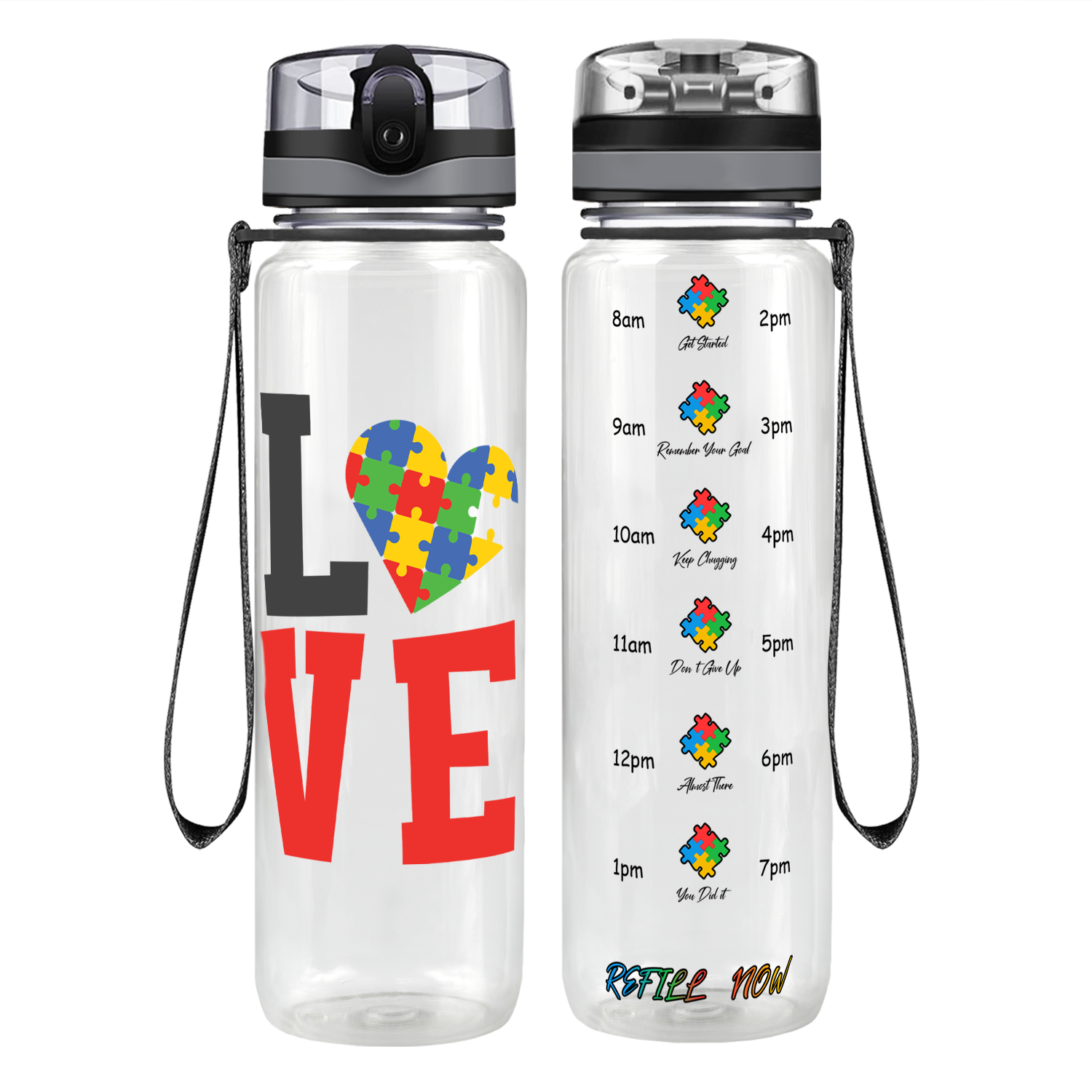 Autism Love Motivational Tracking Water Bottle