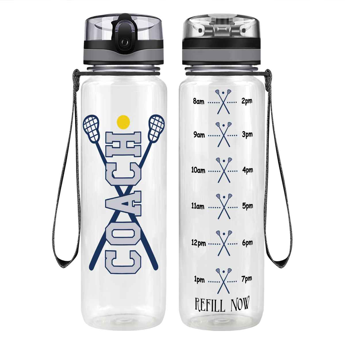 Lacrosse Coach on 32 oz Motivational Tracking Water Bottle