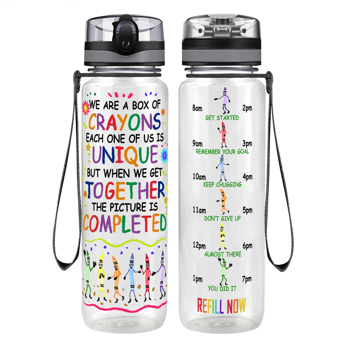 We are a Box of Crayons Motivational Tracking Water Bottle