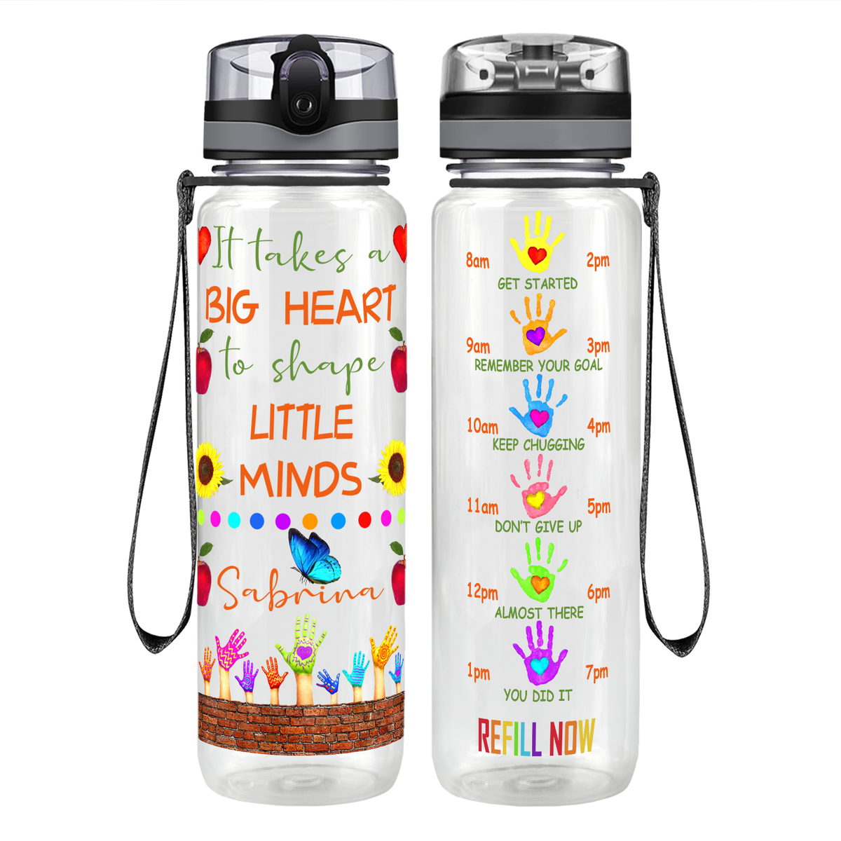 Personalized It Takes a Big Heart Motivational Tracking Water Bottle