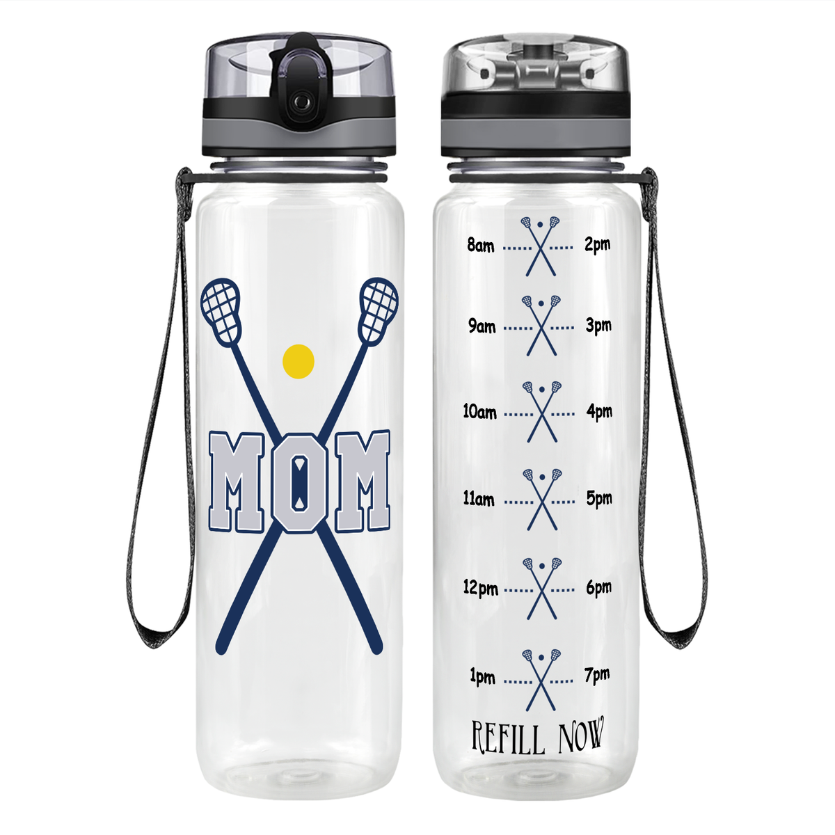 Mom Lacrosse Sticks Motivational Tracking Water Bottle