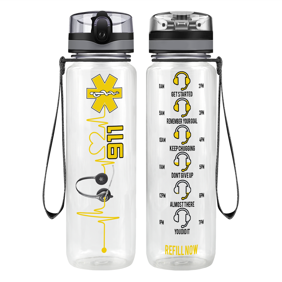 Personalized 911 Operator on 32 oz Motivational Tracking Water Bottle