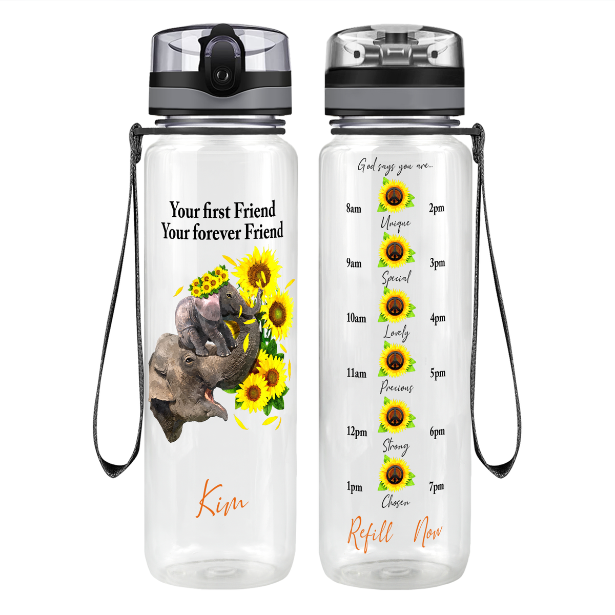 Personalized Your Forever Friend on 32 oz Motivational Tracking Water Bottle